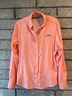 Columbia Womens PFG Long-Sleeve Button-Up Shirt With Mesh Lining Vented Back &